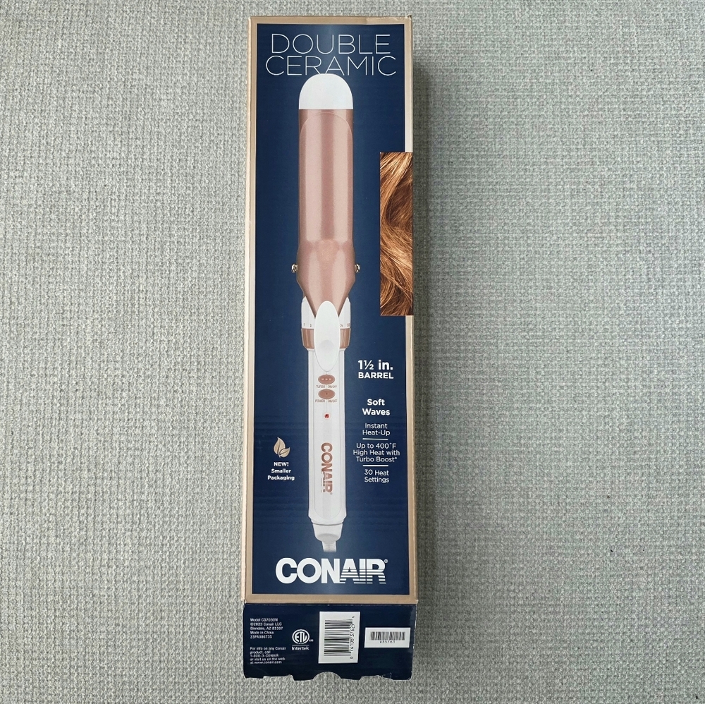 NEW Conair Double Ceramic Curling Iron, 1 1/2 Inch Barrel - Picture 2 of 6